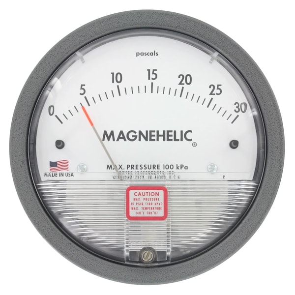 Pressure switch/gage, range 0-4 kPa, .10 minor divisions.